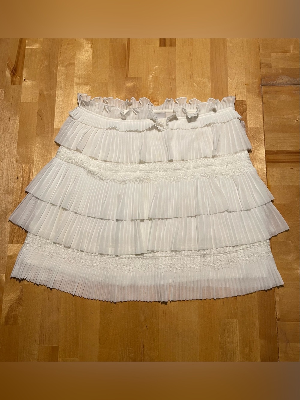 IRO Paris Sevy Pleated Tiered Ruffle Mini Skirt White Size 36 (US 4/S)